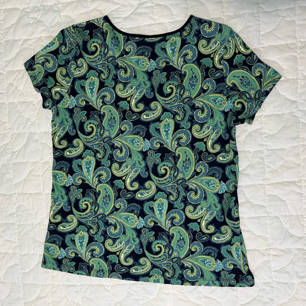 St. John's Bay Green Paisley Short Sleeve Tee - Picture 2 of 5